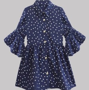 ATUN. GIRLS Blue & White Polkadot Button Front Dress. Size 13-14Y